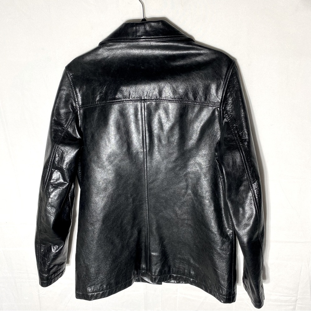 Vintage 90s Dockers Outerwear Black Genuine Leather Jacket M Streetwear Indie - Picture 2 of 12